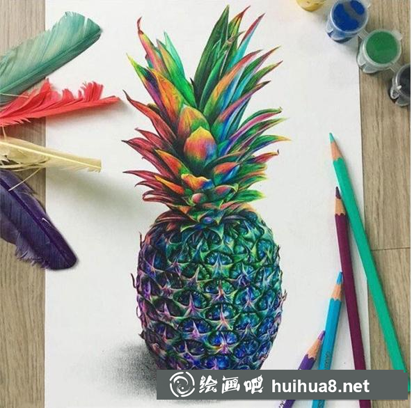 菠蘿彩鉛畫