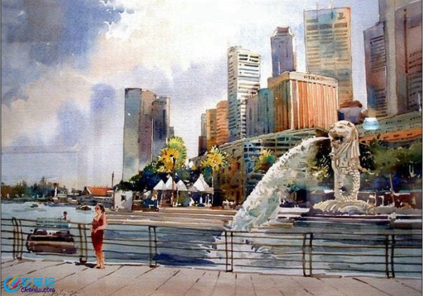 新加坡水彩畫家風(fēng)景作品