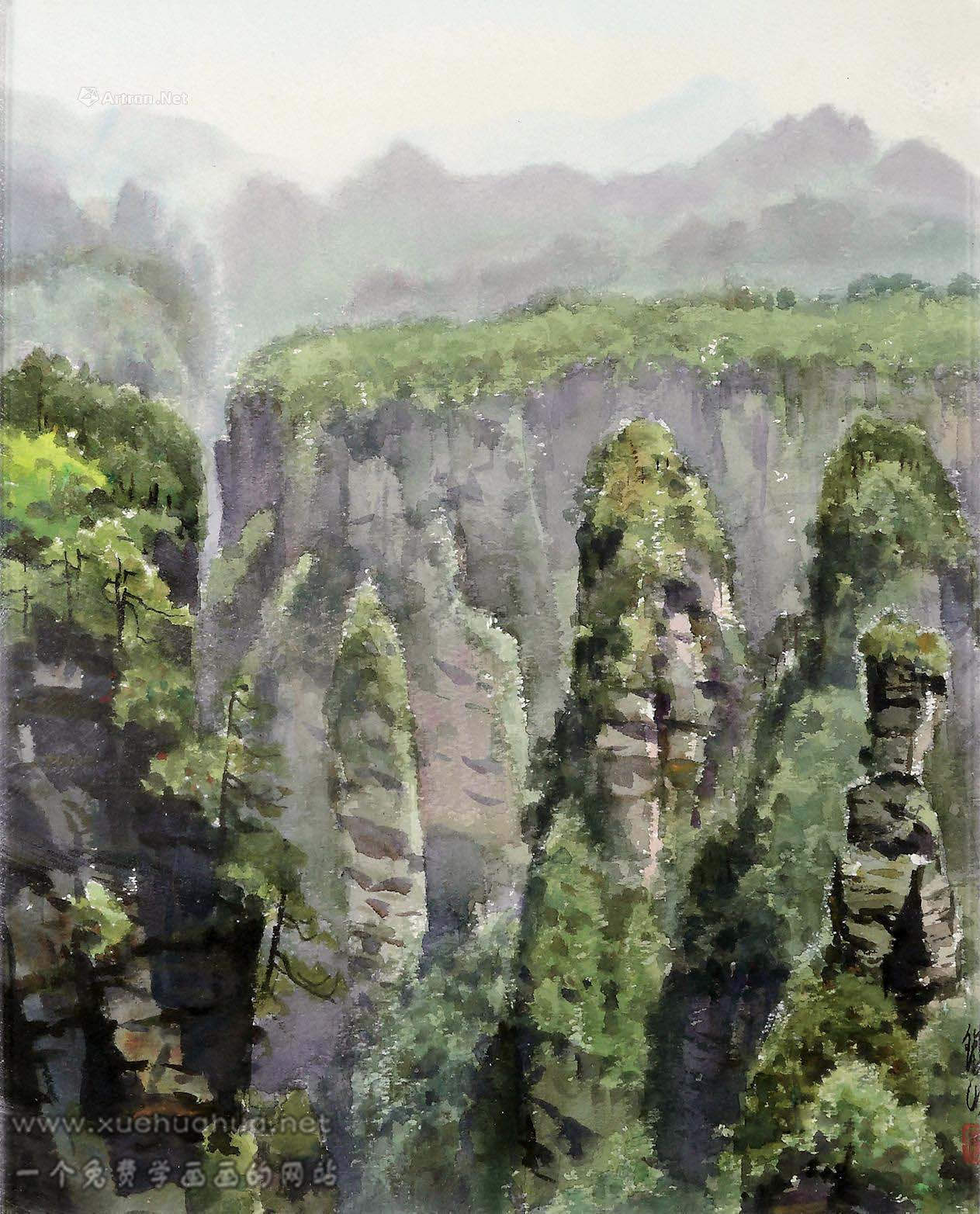 黃鐵山水彩風(fēng)景畫(9)