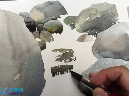 水彩風景過程
