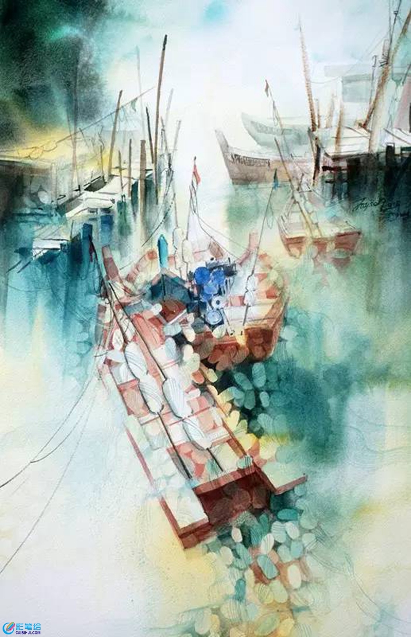 水彩畫船-7