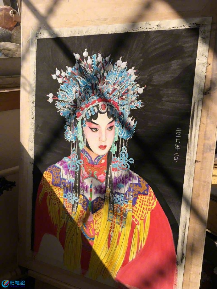 彩鉛水彩畫古裝美女