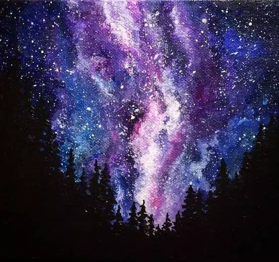 水彩畫星空