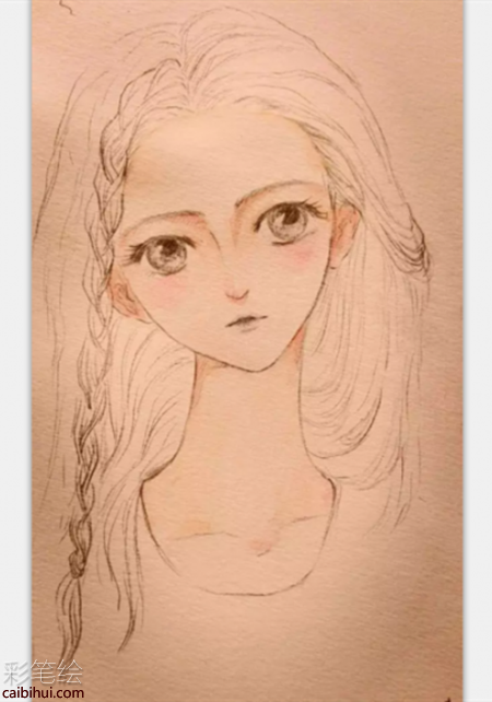 水彩手繪少女步驟