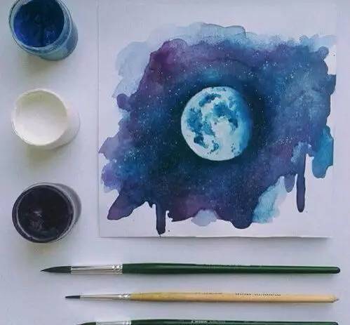 水彩畫星空