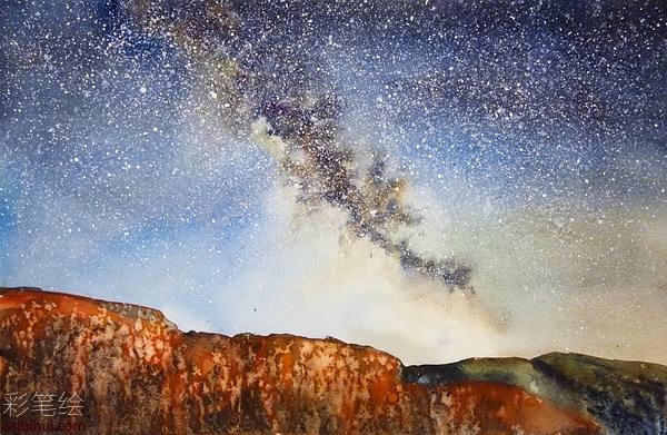 簡單的水彩畫星空