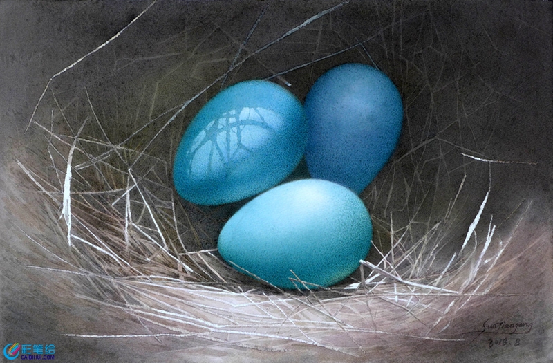水彩畫鳥窩