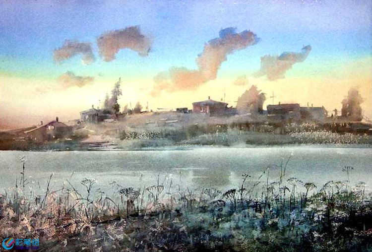 水彩畫(huà)郊外風(fēng)景