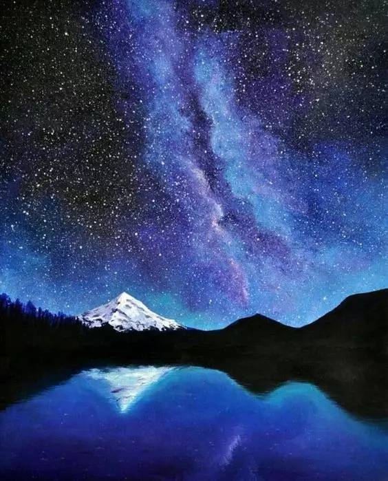 水彩畫星空