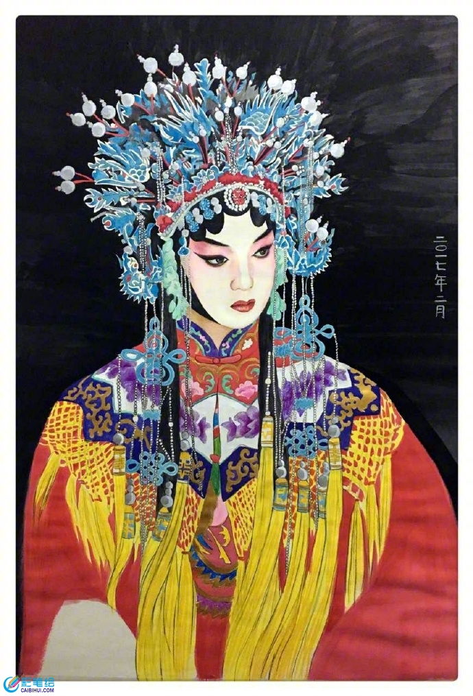 彩鉛水彩畫古裝美女
