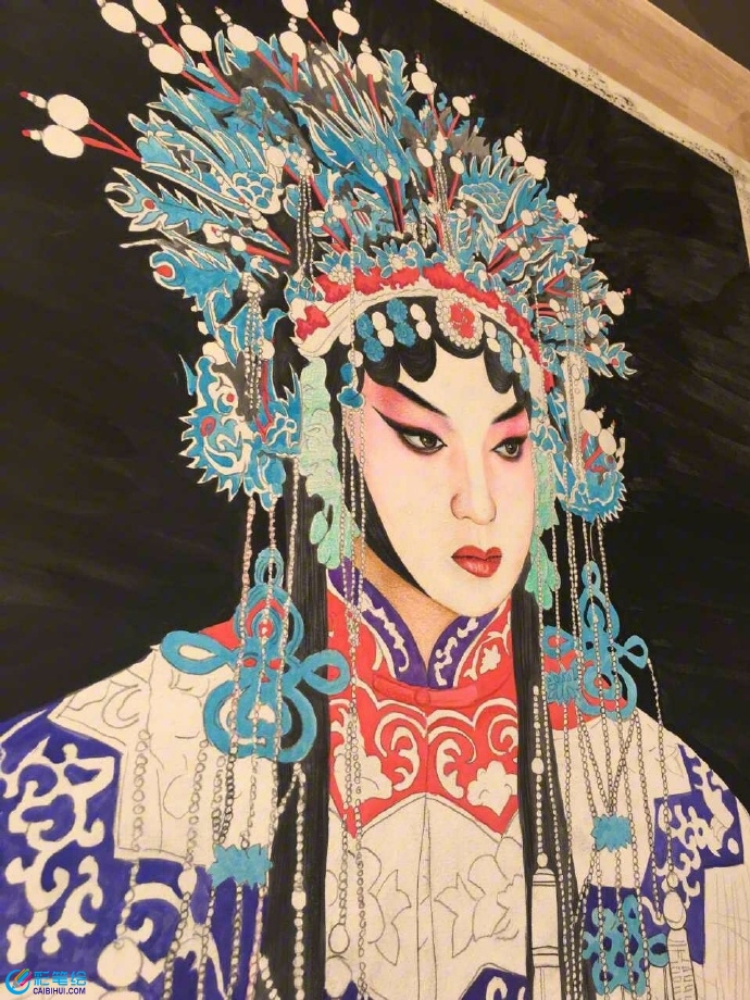 彩鉛水彩畫古裝美女