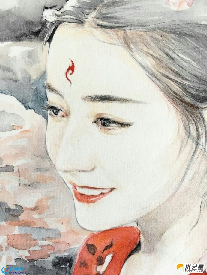 水彩畫(huà)迪麗熱巴