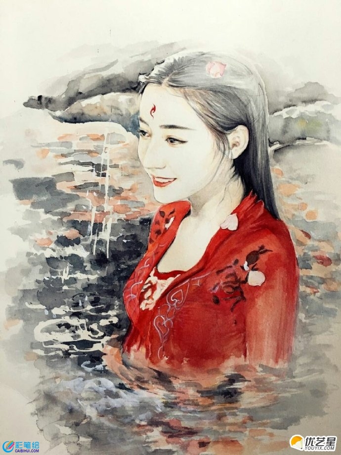 水彩畫(huà)迪麗熱巴