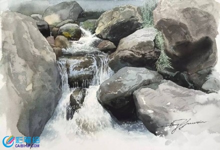 水彩風景過程