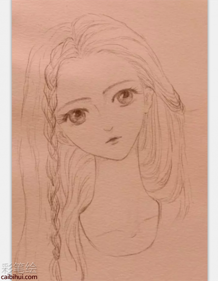 水彩手繪少女步驟