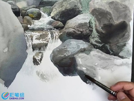 水彩風景過程