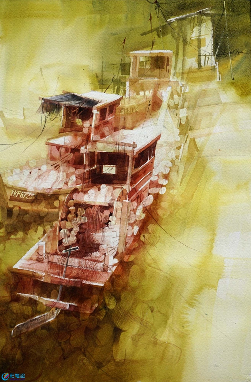 水彩畫船-4