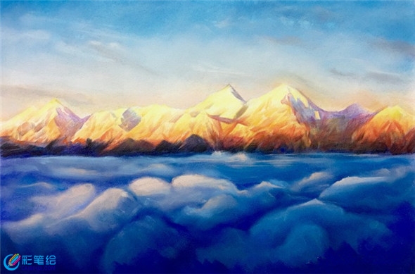 彩鉛畫(huà)風(fēng)景：彩鉛畫(huà)云海風(fēng)景步驟教學(xué)