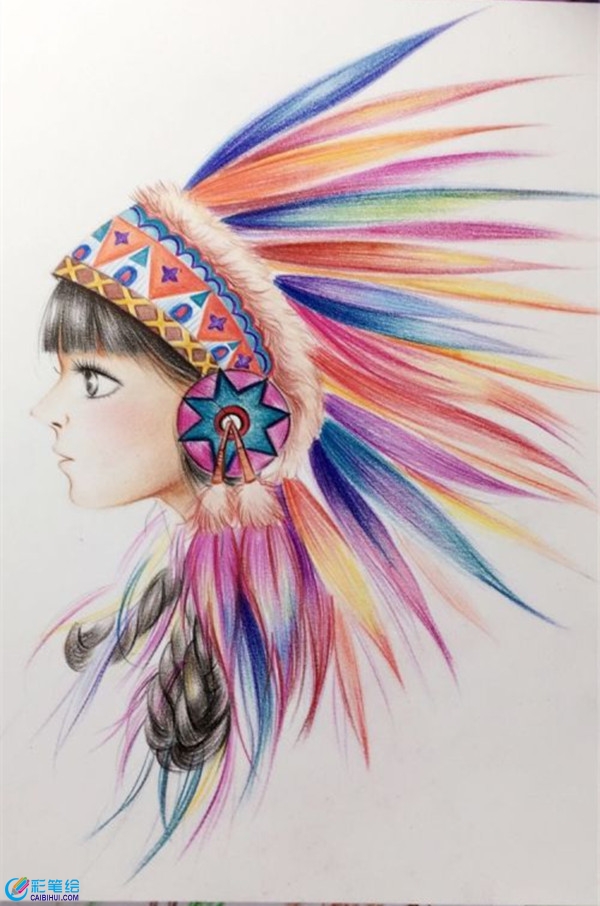 彩鉛寫實(shí)人物教程：印第安少女