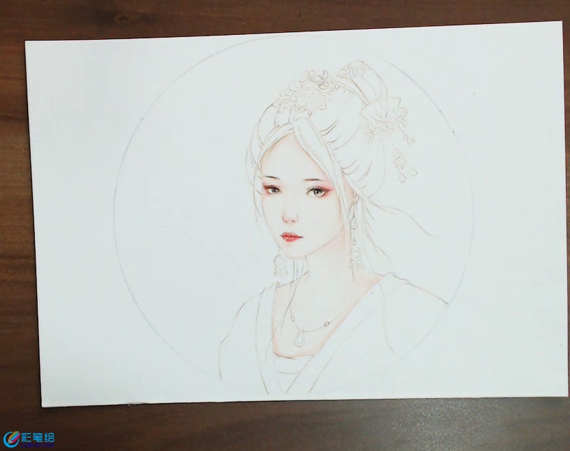 彩鉛畫古風美女