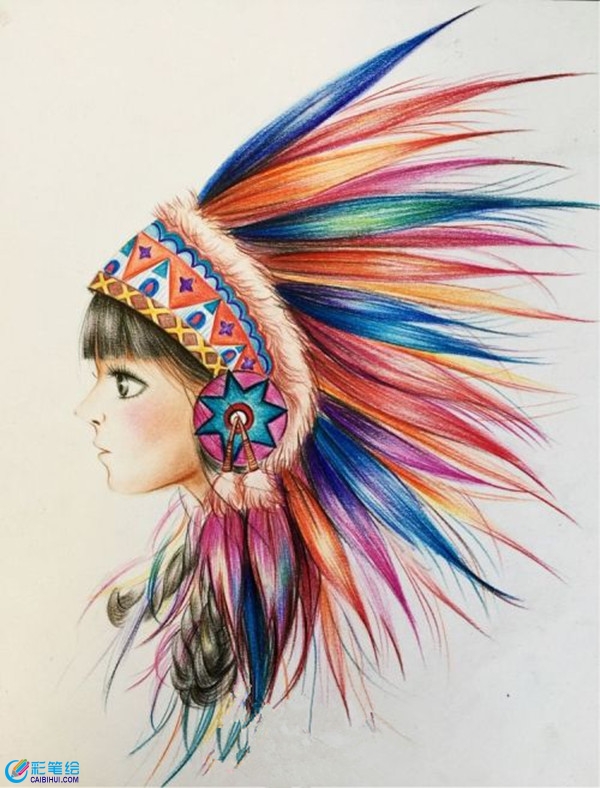彩鉛寫實(shí)人物教程：印第安少女
