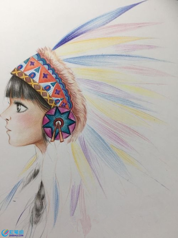 彩鉛寫實(shí)人物教程：印第安少女