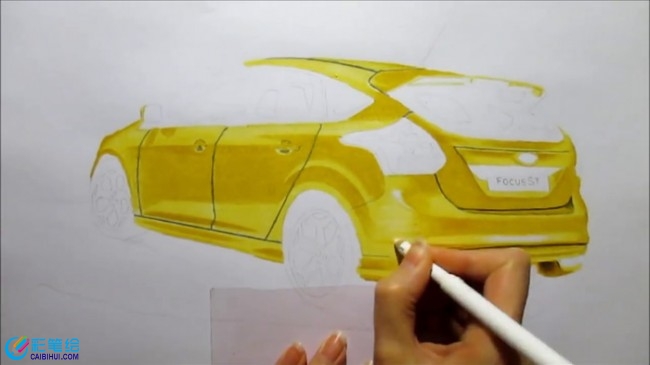 卡通彩鉛畫小汽車