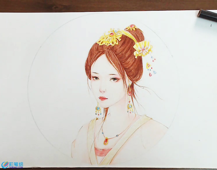 彩鉛畫古風美女