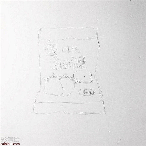 手繪童年食物：草莓味旺仔QQ糖彩鉛畫