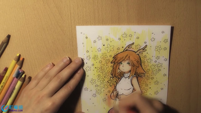彩鉛畫鮮花美少女教程