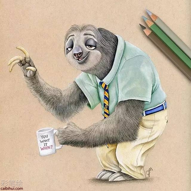 可愛動物萌寵動漫寫實彩鉛畫