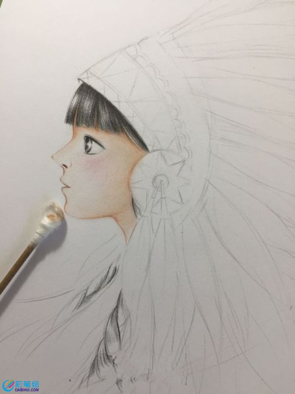 彩鉛寫實(shí)人物教程：印第安少女