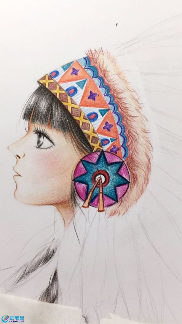 彩鉛寫實(shí)人物教程：印第安少女