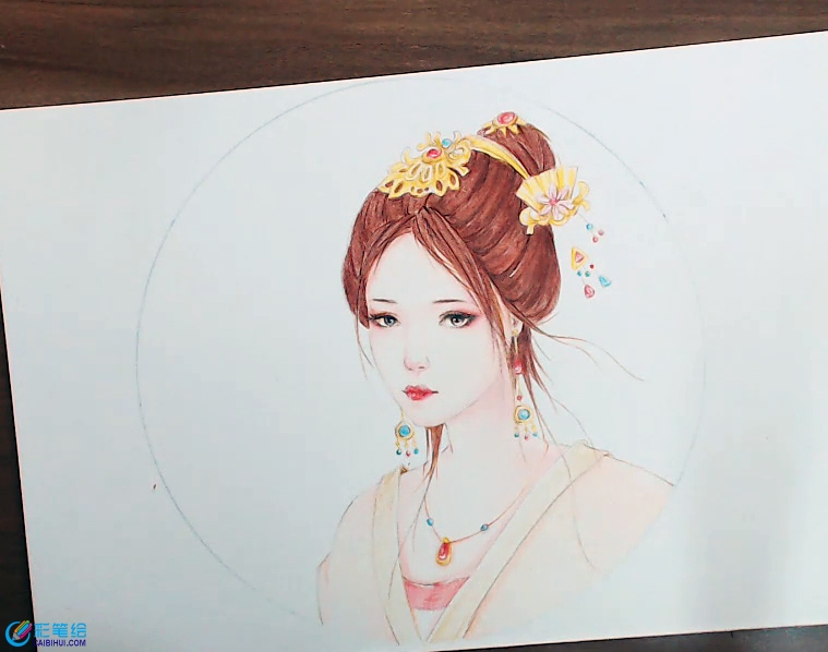 彩鉛畫古風美女