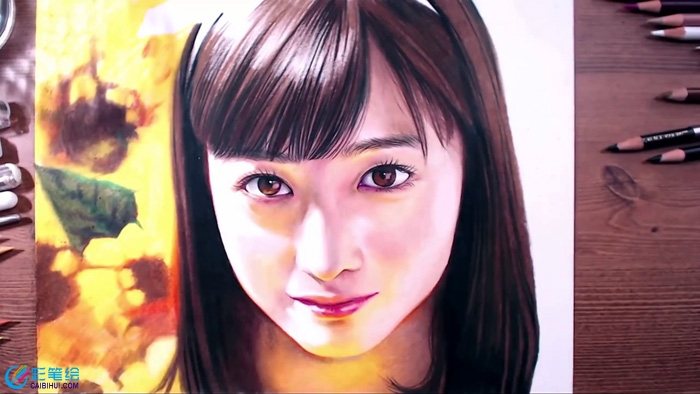 彩鉛手繪女神橋本環(huán)奈過程