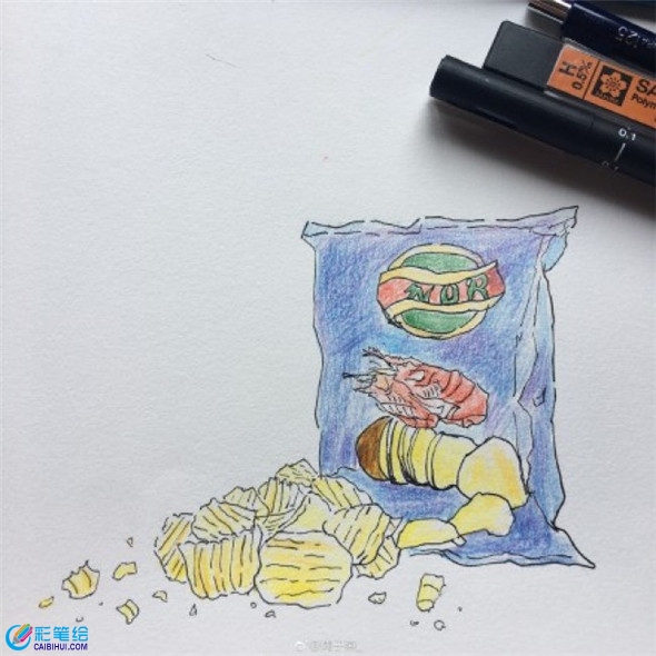 彩鉛畫教程：教你畫香脆的薯片