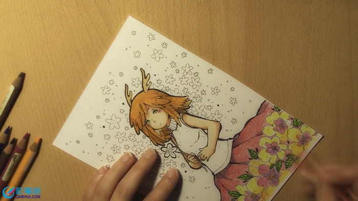 彩鉛畫鮮花美少女教程