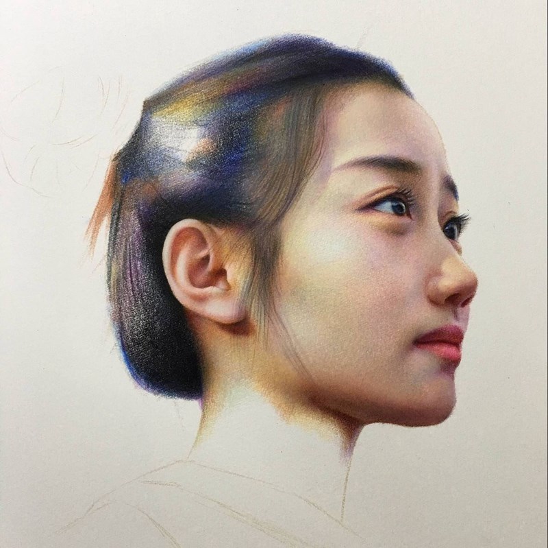 彩鉛畫美麗女孩