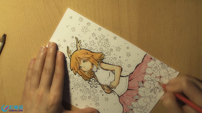 彩鉛畫鮮花美少女教程
