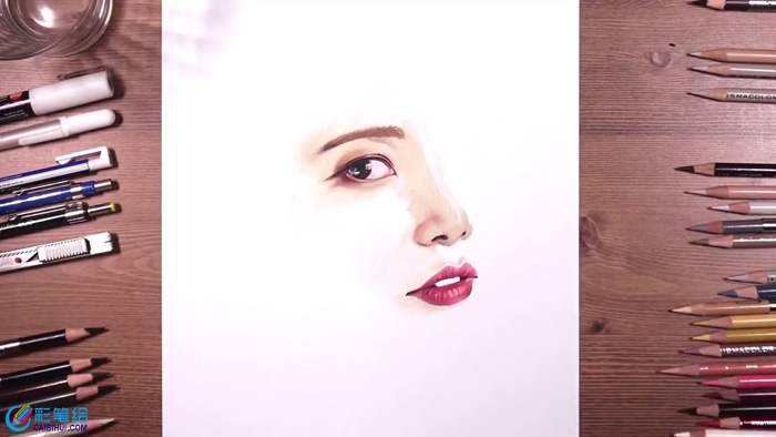 彩鉛手繪韓國(guó)女明星眼睛