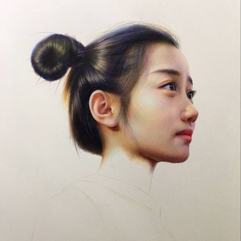 彩鉛畫美麗女孩
