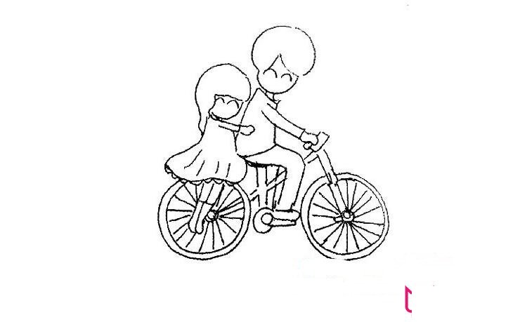 騎自行車的情侶簡(jiǎn)筆畫圖片大全