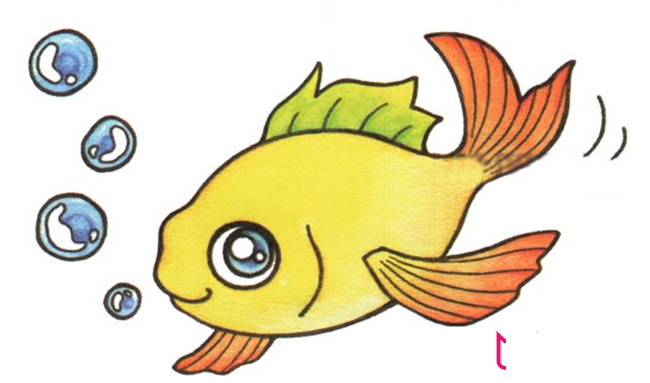 卡通小鯉魚兒童畫，好看的小鯉魚兒童畫圖片