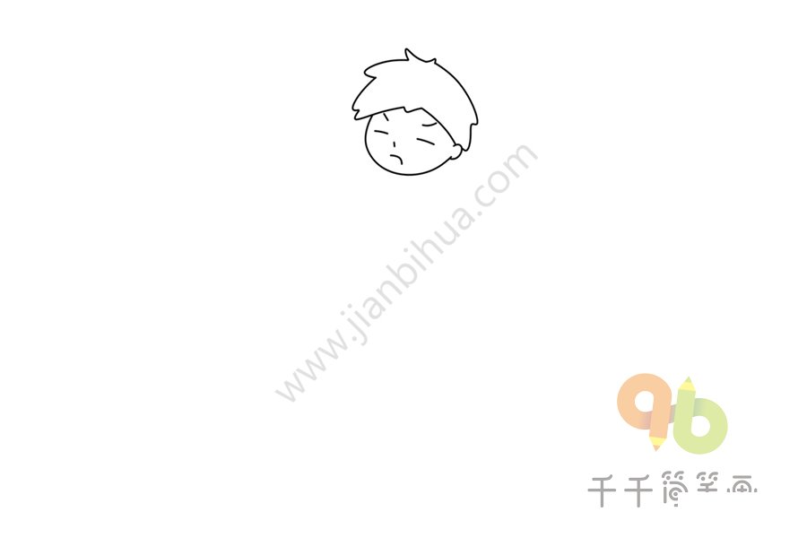 生氣男孩簡筆畫