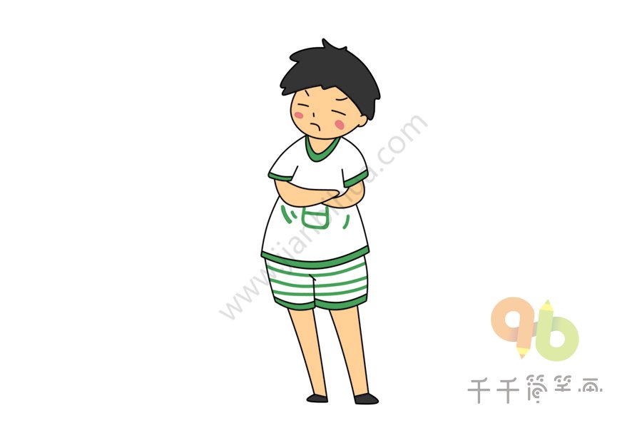 生氣男孩簡筆畫