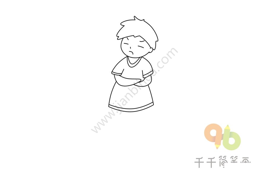 卡通風(fēng)格生氣男孩簡筆畫