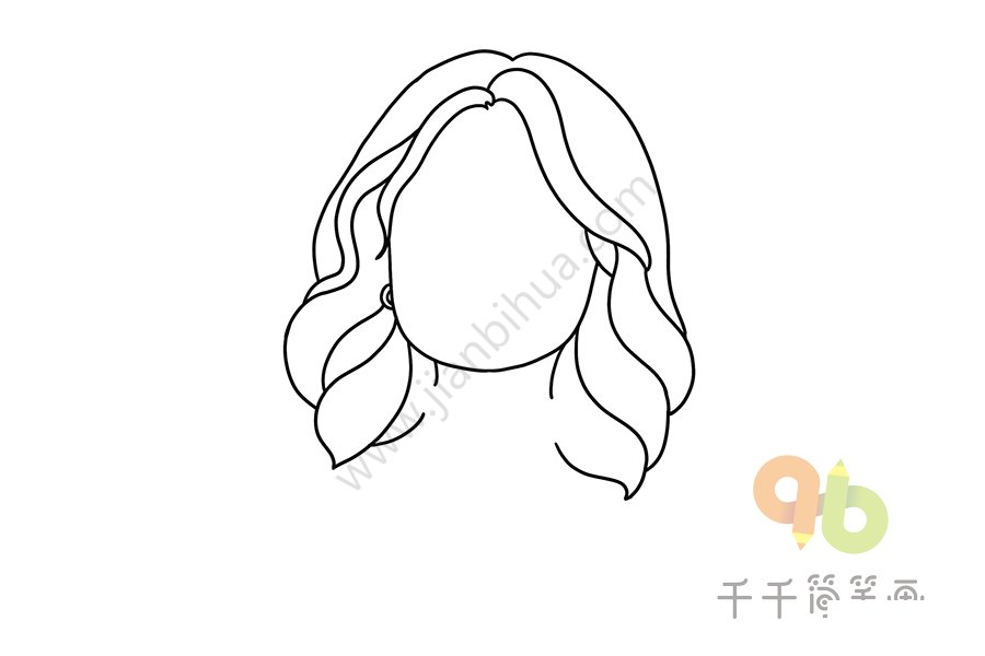 第一步：畫出頭發(fā)與臉部輪廓