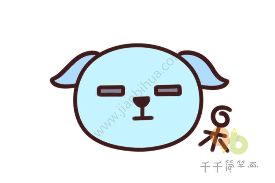 小狗頭像簡筆畫示例