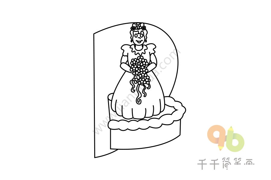美麗的新娘簡筆畫圖片