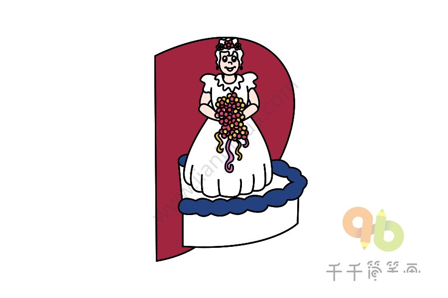 美麗的新娘簡筆畫圖片